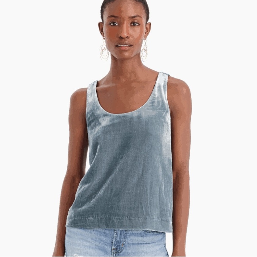 J. Crew Velvet Tank Top in Gentle Sea